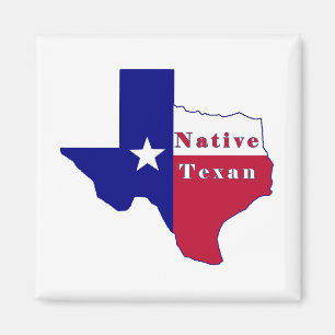 Native Texan Flag Map Magnet