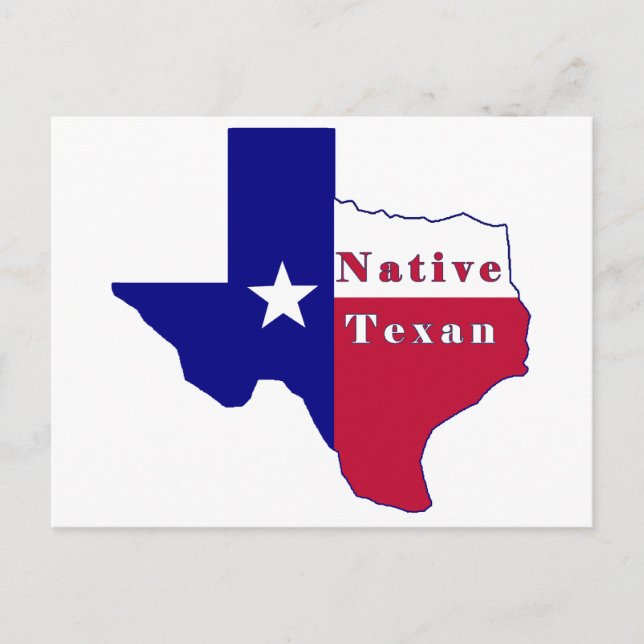 Native Texan Flag Map Postcard (Front)