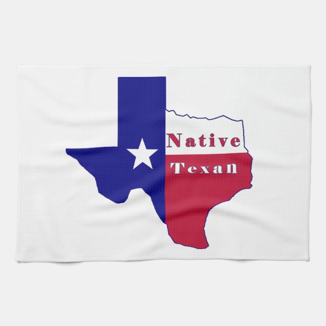 Native Texan Flag Map Tea Towel (Horizontal)