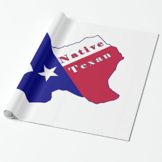 Native Texan Flag Map Wrapping Paper