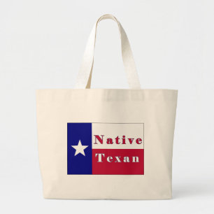 Native Texan Lone Star Flag Large Tote Bag