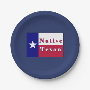 Native Texan Lone Star Flag Paper Plate