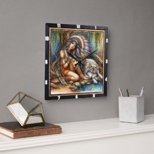 Native Tranquillity: Silver Pond Evening Peace Square Wall Clock