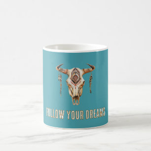 Native Tribal Bull Horns Skull   Coffee Mug