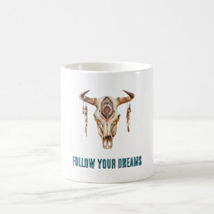 Native Tribal Bull Horns Skull   Coffee Mug