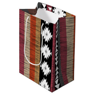 Native Tribal Colourful Lines Pattern Medium Gift Bag