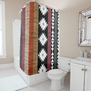 Native Tribal Colourful Lines Pattern Shower Curtain