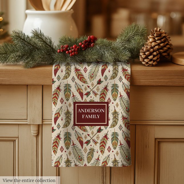 Native Tribal Kitchen Towel Custom Name Accent (Native Tribal Kitchen Towel Custom Name Accent)