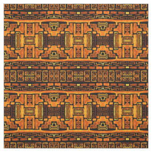 Native Tribal Pattern Bronze and Brown Fabric