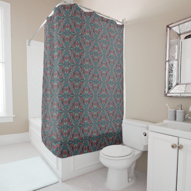 Native Tribal Southwestern Colours Pattern Shower Curtain (In Situ)