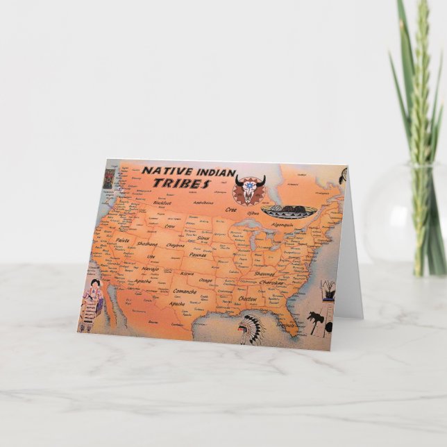 Native Tribes Map Greeting Card (Front)
