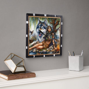 Native Twilight Tale: Gentle Watch Calm Square Wall Clock