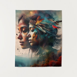 Native Warrior Art Tapestry