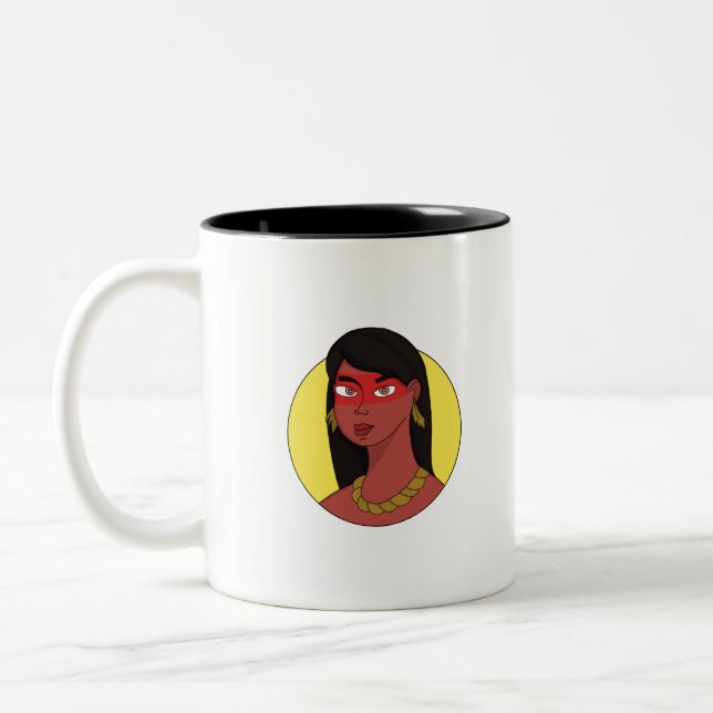 Native Woman Two-Tone Coffee Mug (Left)