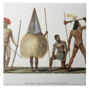 Natives of New Ireland, from 'Voyage autour du Mon Ceramic Tile