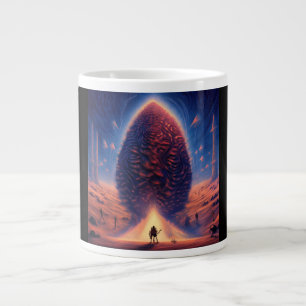 Natives Surround An Alien Egg Shaped Space Object Large Coffee Mug