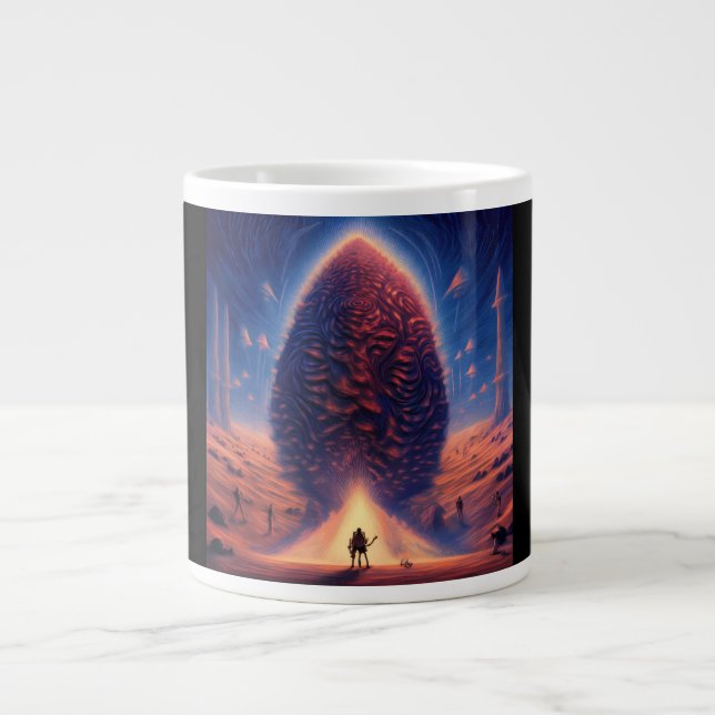 Natives Surround An Alien Egg Shaped Space Object Large Coffee Mug (Front)