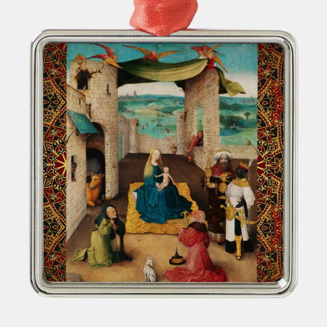 NATIVITY,ADORATION OF MAGI by BOSCH Christmas Metal Ornament (Front)