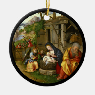 Nativity and Child Angels  c1515 Ceramic Tree Decoration