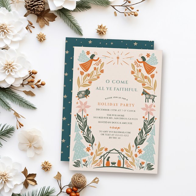 Nativity Angels Religious Christmas Holiday Party Invitation (Creator Uploaded)