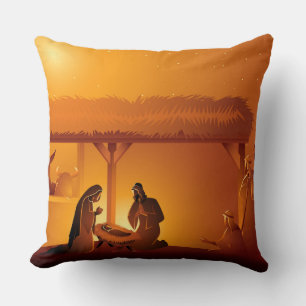 Nativity Baby Jesus Mary Joseph Christmas Cushion