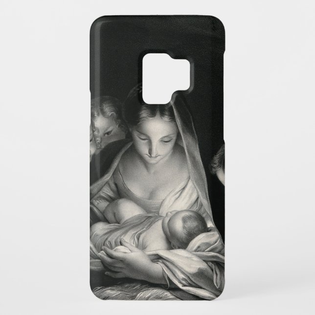 Nativity Baby Jesus Virgin Mary Angels Black White Case-Mate Samsung Galaxy Case (Back)