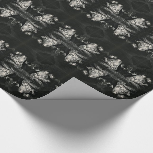 Nativity Baby Jesus Virgin Mary Angels Black White Wrapping Paper (Corner)