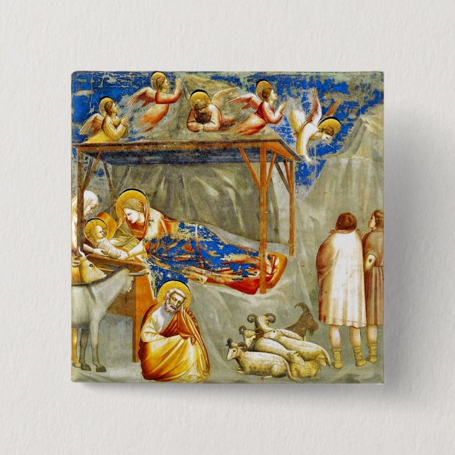 Nativity Birth of Jesus  15 Cm Square Badge (Front)