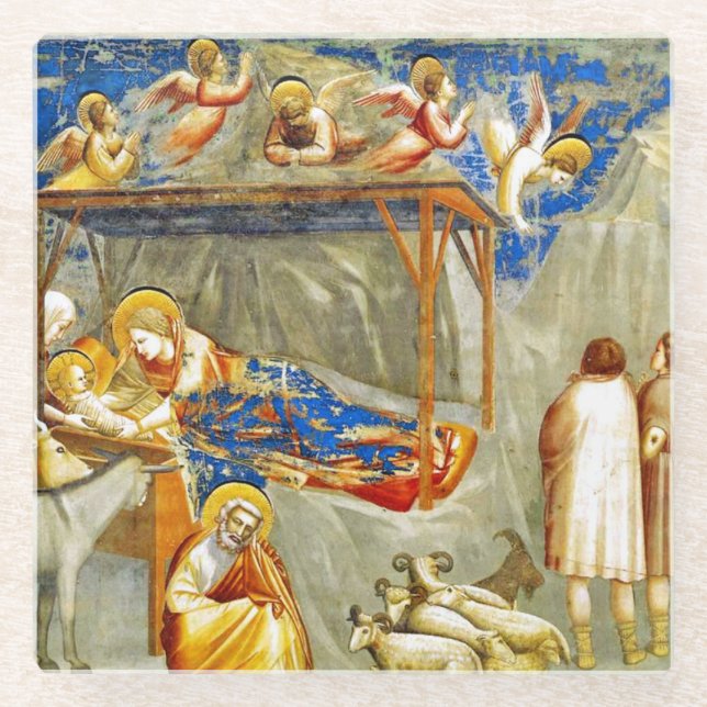 Nativity Birth of Jesus  Glass Coaster (Front)