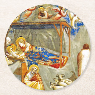 Nativity Birth of Jesus Round Paper Coaster