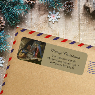 Nativity Botticelli Merry Christmas Return Address Label