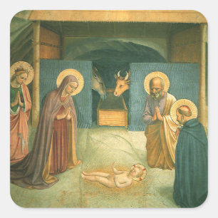 Nativity by Fra Angelico Square Sticker