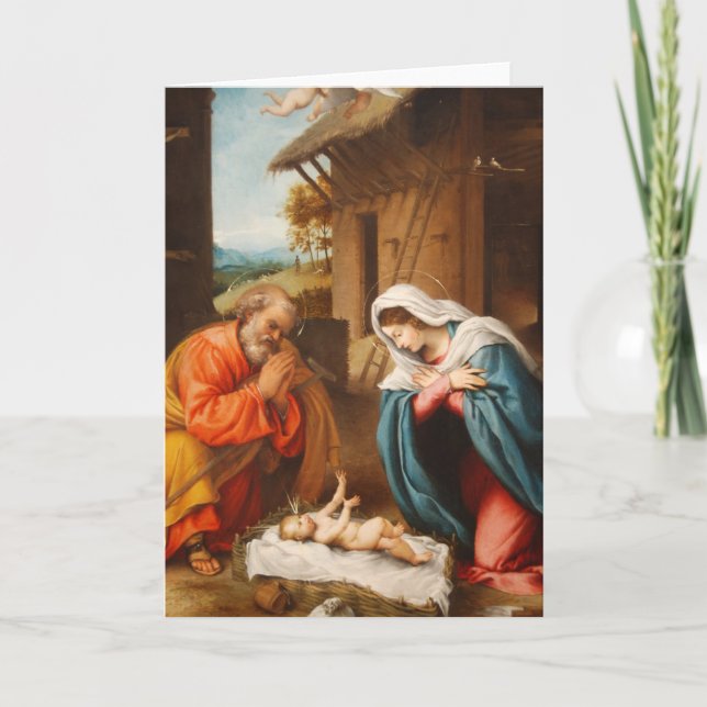 Nativity by Lorenzo Lotto Holiday Card (Front)
