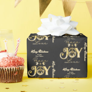 Nativity Christian Christmas Gold Peace Joy Love Wrapping Paper