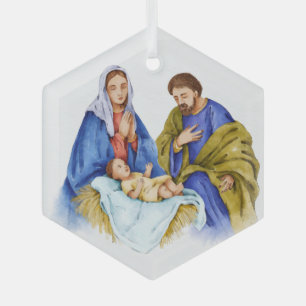 Nativity Christian Jesus Birth  Glass Tree Decoration