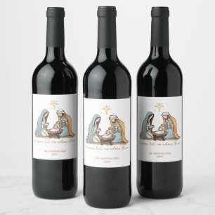 Nativity Christian Religious Christmas Wine Label
