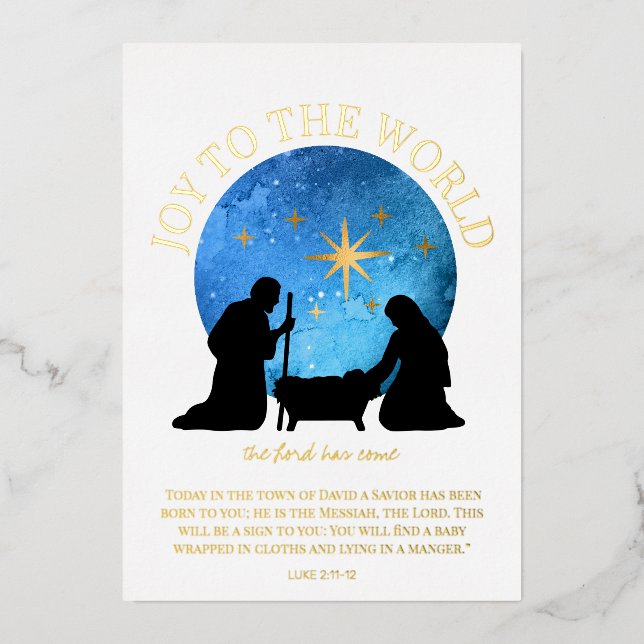 Nativity Christian Scripture Christmas Foil Holiday Card (Front)