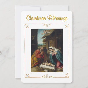 Nativity Christmas Blessings Religious  Holiday Card