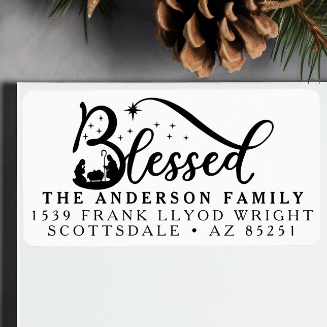 Nativity Christmas Card Customised Return Address Label (Creator Uploaded)