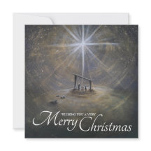 Nativity Christmas Card, Flat Square