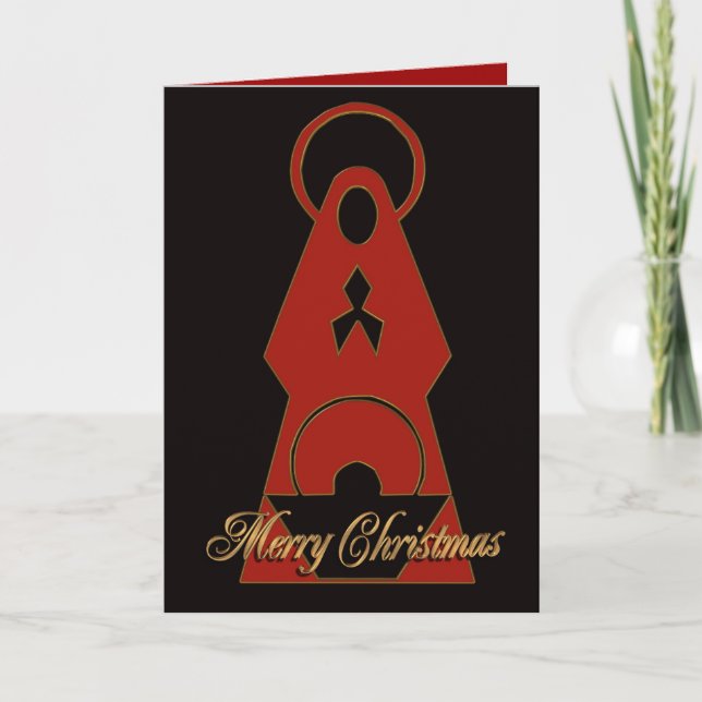 Nativity Christmas card Modern design red black (Front)