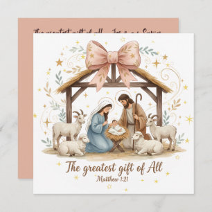 Nativity Christmas Card with Scripture 