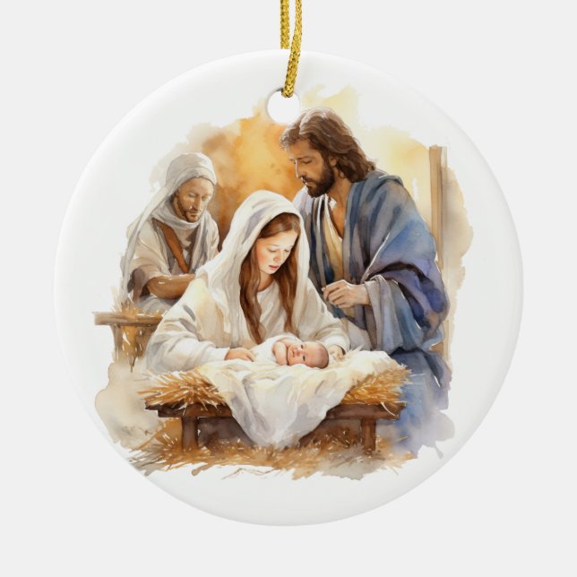 Nativity Christmas   Ceramic Ornament (Front)