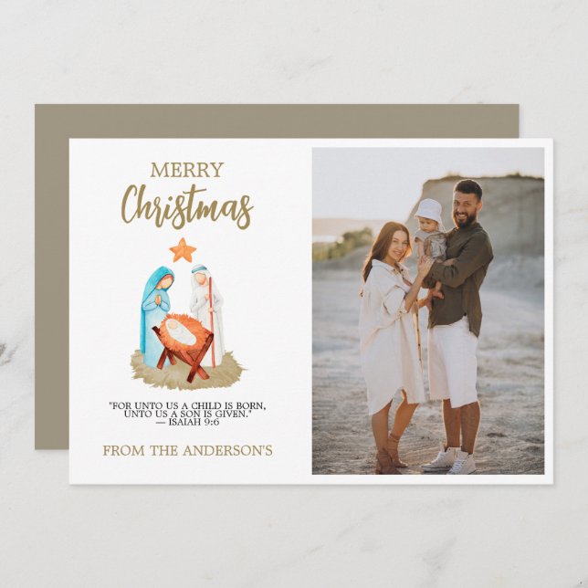 Nativity Christmas Greeting Card Family Religious (Front/Back)