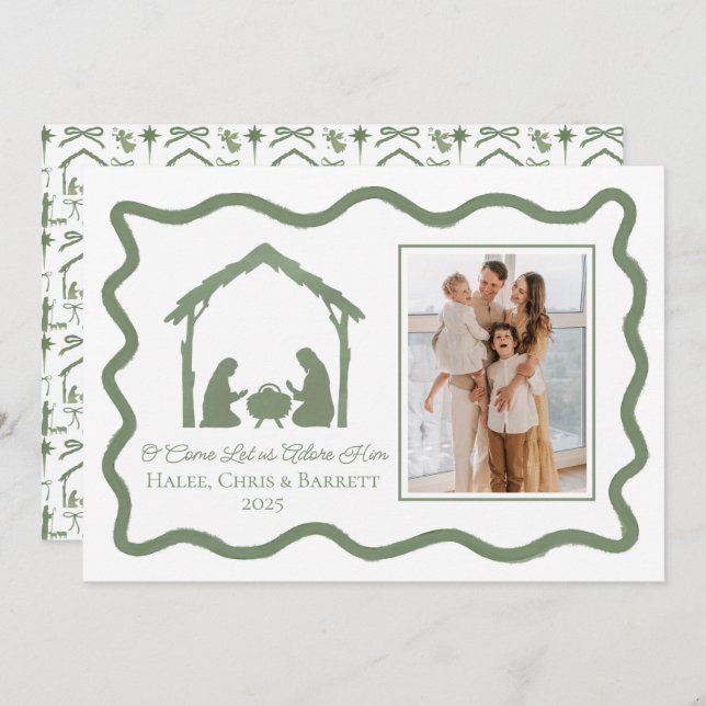 Nativity Christmas Greeting, Holiday Family Photo (Front/Back)