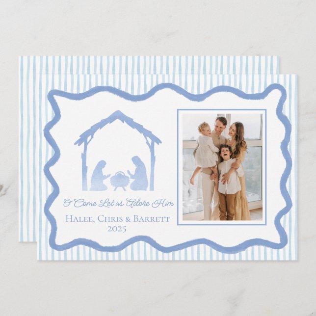 Nativity Christmas Greeting, Holiday Family Photo (Front/Back)