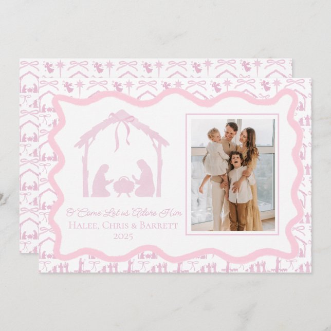 Nativity Christmas Greeting, Holiday Family Photo (Front/Back)