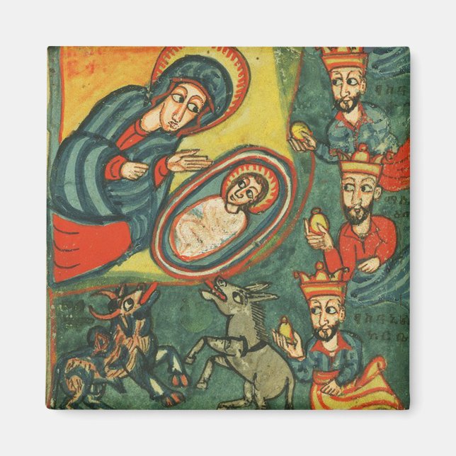 NATIVITY CHRISTMAS PARCHMENT ,ADORATION OF MAGI MAGNET (Front)