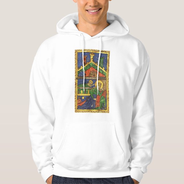 NATIVITY CHRISTMAS PARCHMENT ANTIQUE HOODIE (Front)