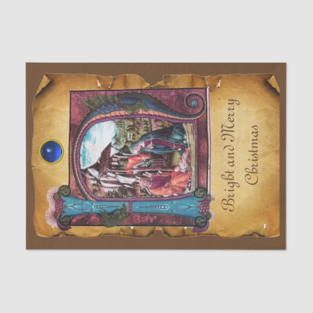 NATIVITY CHRISTMAS PARCHMENT MONOGRAM TISSUE PAPER (Front)